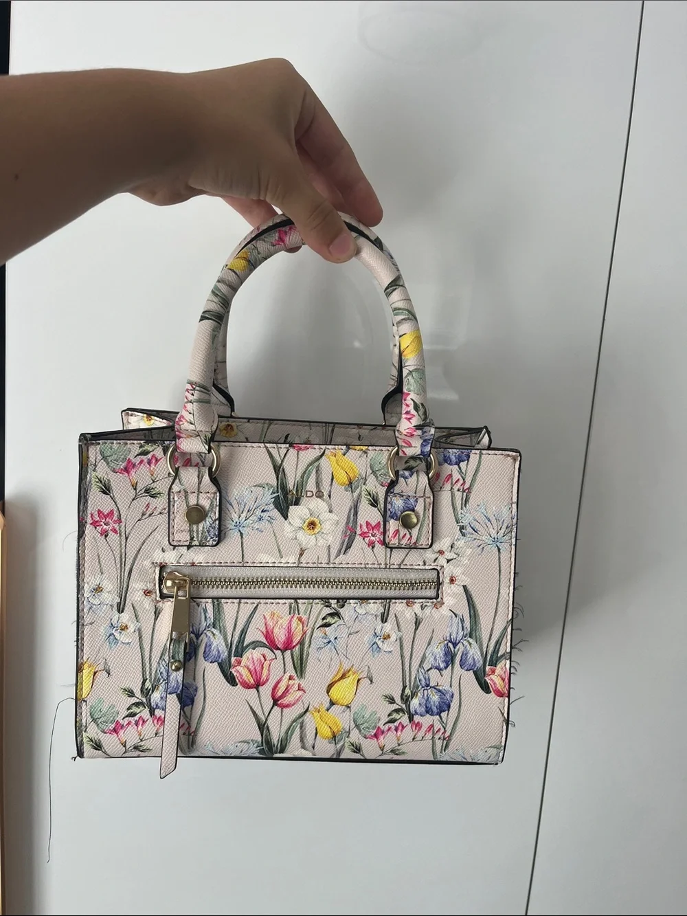 Aldo Floral Print Mini Satchel in Blush Pink